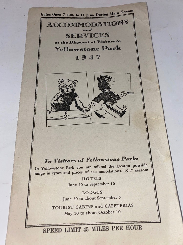 1947 Yellowstone Park Brochure, Accommodation & Services, Map-image