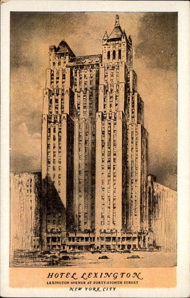New York City New York Hotel Lexington vintage unused linen postcard