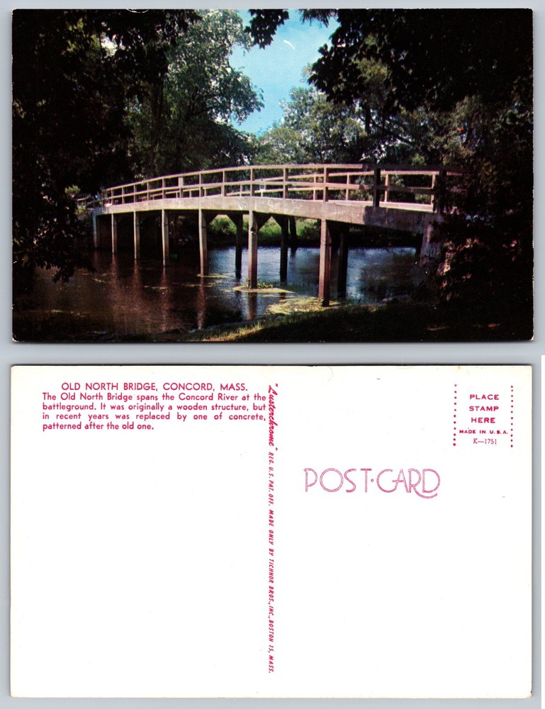 Old North Bridge Concord Mass Postcard
