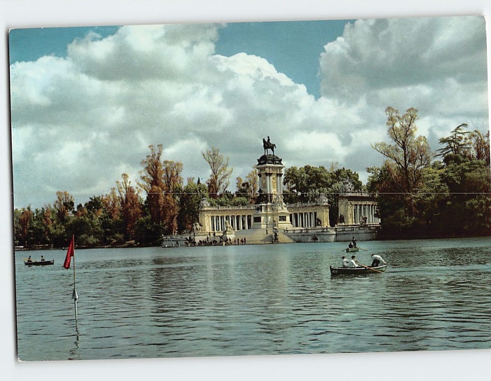 Postcard Retiro Park Basin Madrid Spain