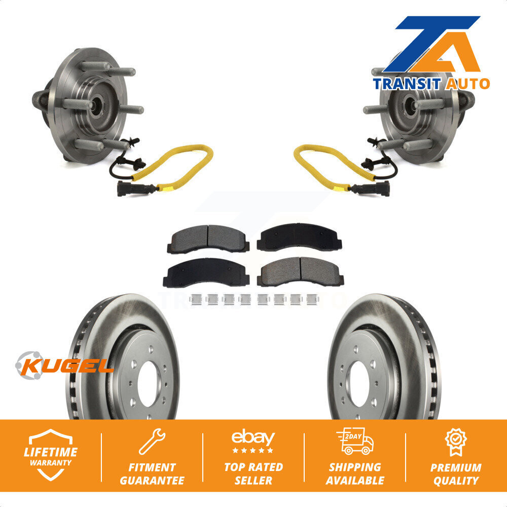 Front Hub Bearing Assembly Coated Disc Brake Rotors And Pads Kit For Ford F-150