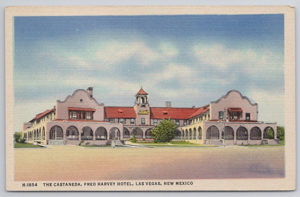 Vintage Fred Harvey Postcard - Castaneda Hotel, Las Vegas, New Mexico