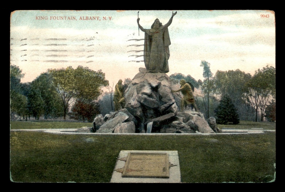 King Fountain, Albany, New York NY Postcard Posted 1911