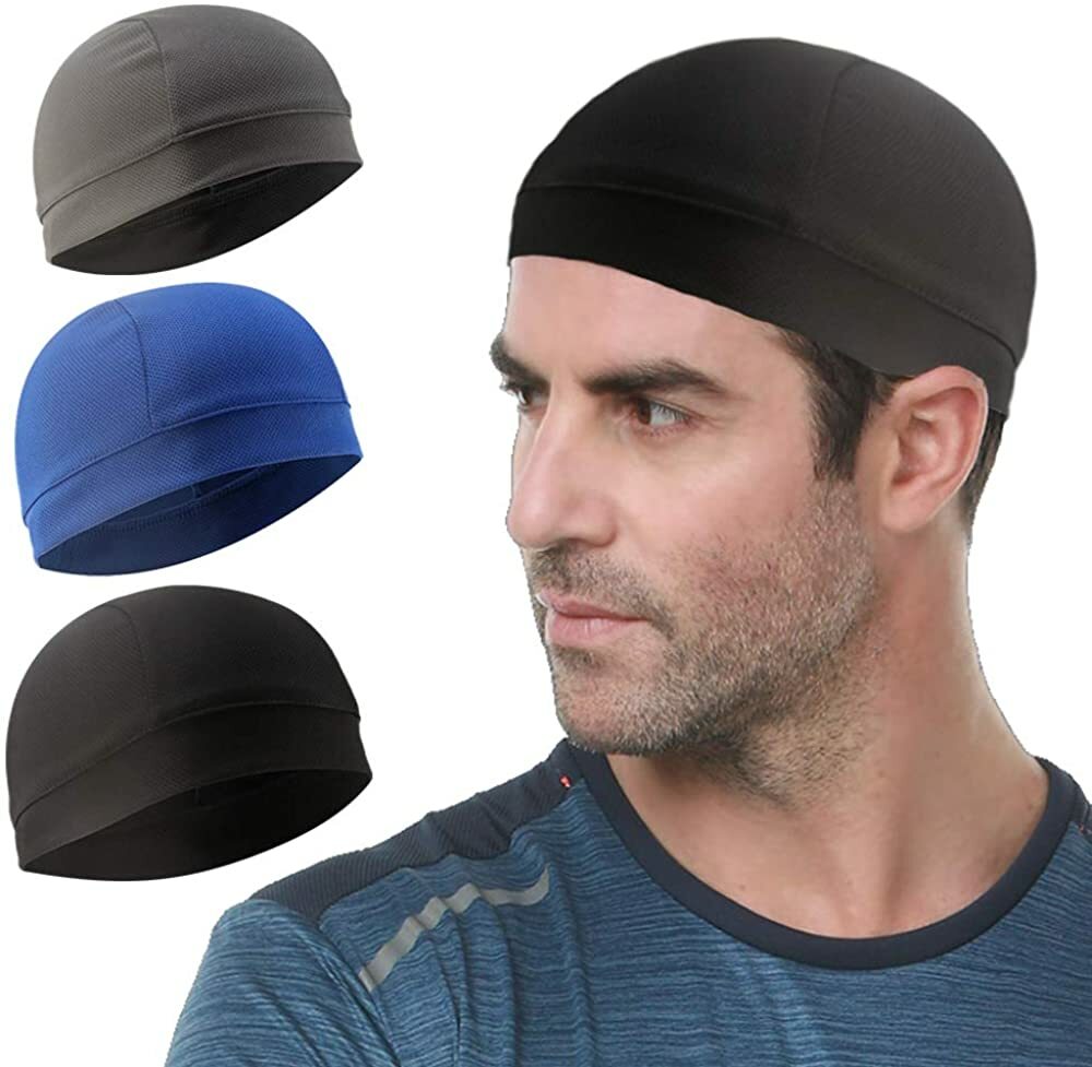 Moisture Wicking Dome Skull Cap Helmet Liner Sport Cooling Beanie Hat for Men