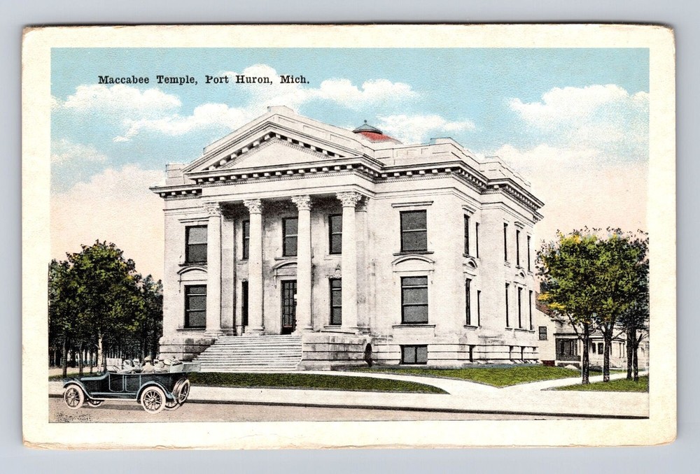 Port Huron MI-Michigan, Maccabee Temple, Antique Vintage Souvenir Postcard