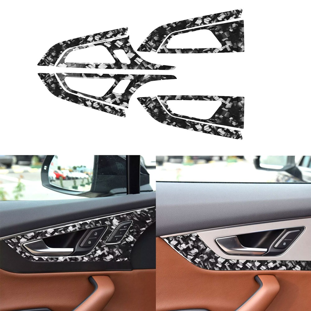 8Pcs Forged Carbon Fiber Interior Door Handle Cover For Audi Q7 SQ7 4M 2016-2019