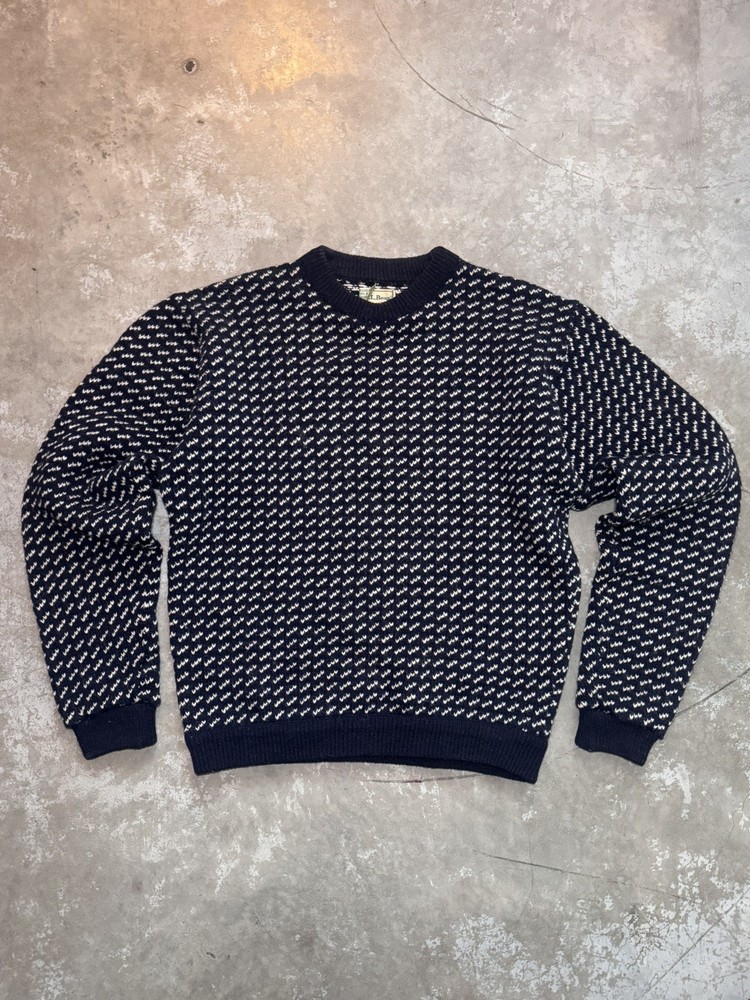 Vintage L.L. Bean Men’s LARGE Fisherman Sweater Wool Birdseye MADE IN NORWAY 80s