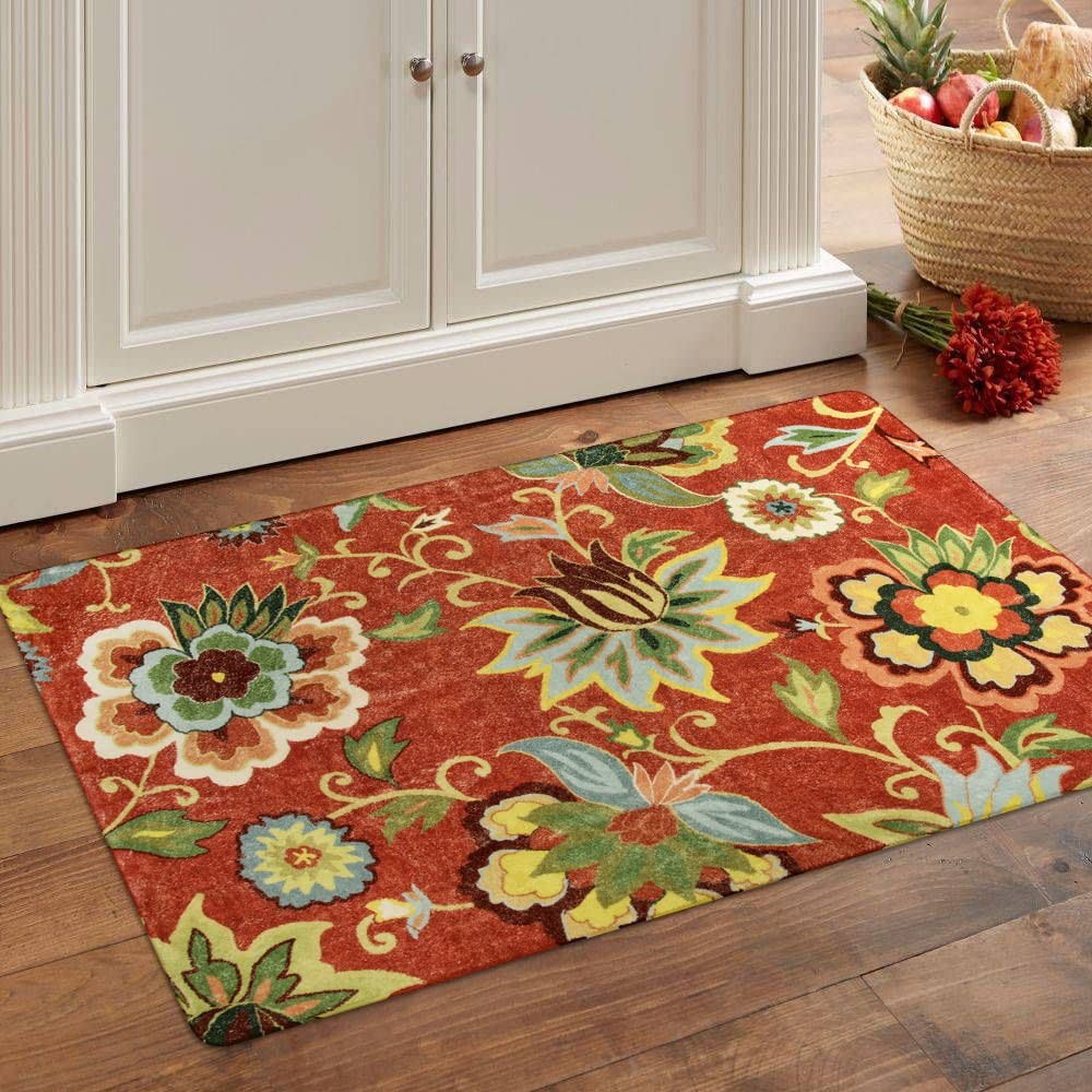 Red Kitchen Rugs - 2'x3' Small Entryway Rug Washable Kitchen Mat, Non Slip Ar...