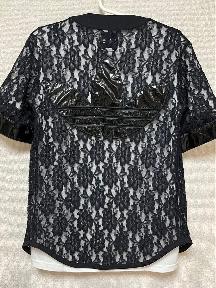 adidas × JEREMY SCOTT baseball shirt Lace version Unisex Size M Black from Japan