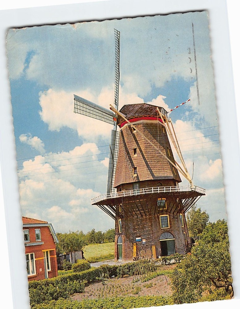 Postcard Octagonal flour mill Arkel Netherlands