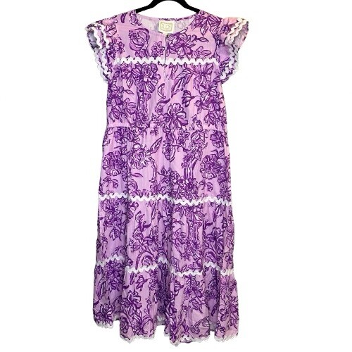 NWT SAIL TO SABLE STS FLORAL  RIC RAC LILAC MIDI DRESS SIZE XL  MSRP $188