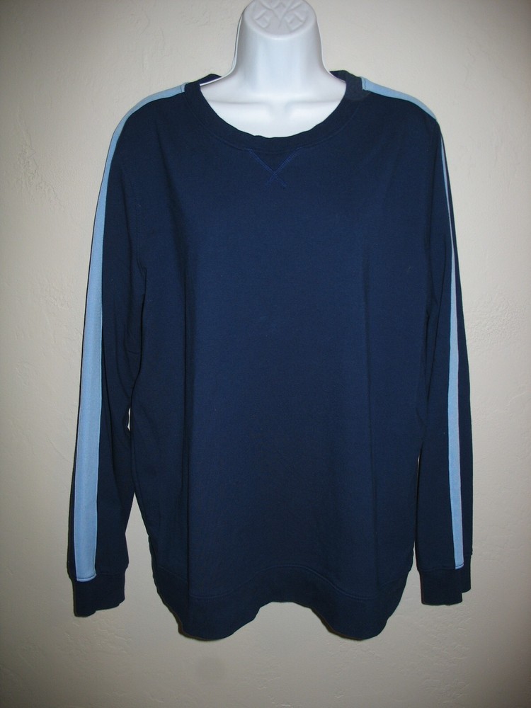 St Johns Bay Pullover Sweatshirt Sz XL Navy Blue Womens Jersey Stretch