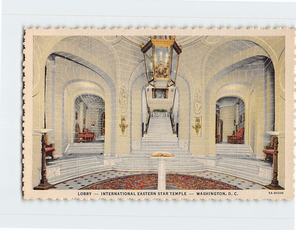 Postcard Lobby International Eastern Star Temple Washington DC USA