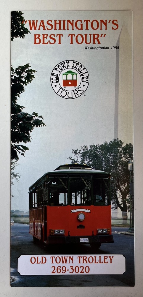 1988 Old Town Trolley Tours Washington DC Sightseeing Vintage Travel Brochure