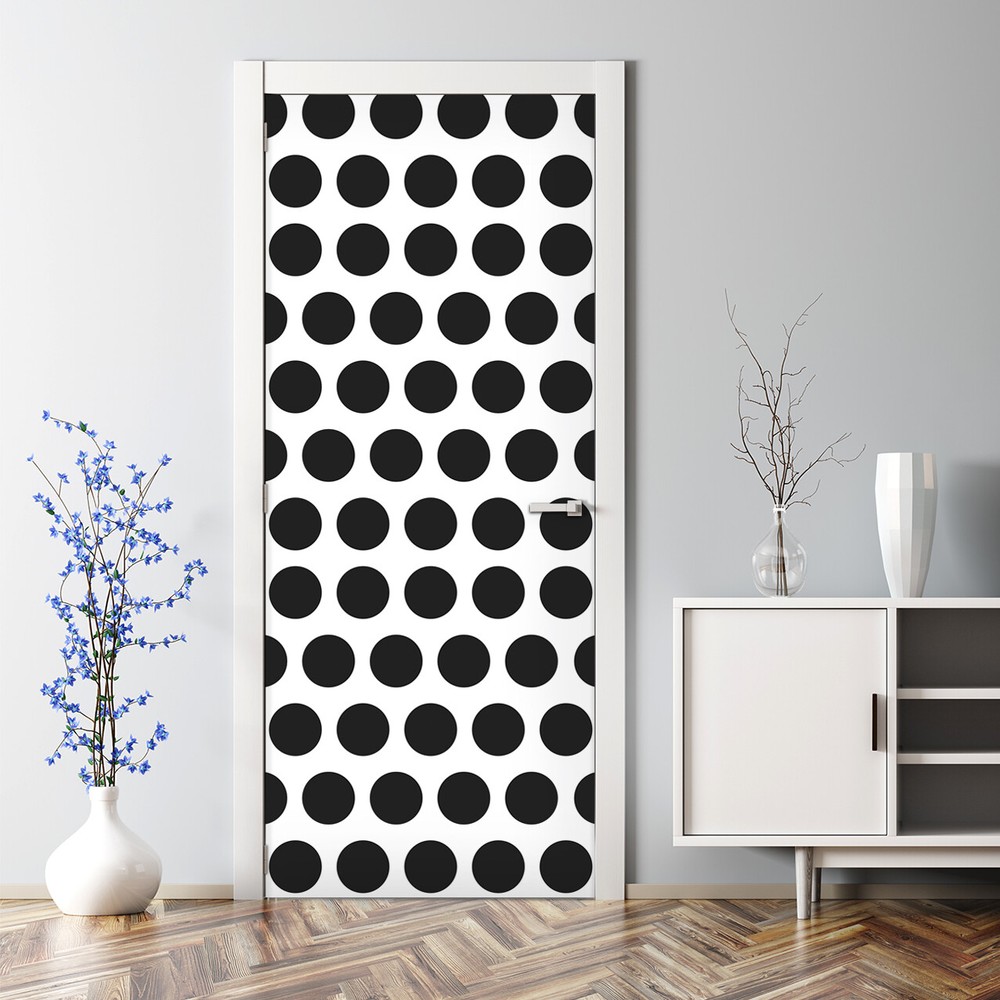 Polka Dot Dots Pattern Modern Black Dots Pattern Black and White Door Decal