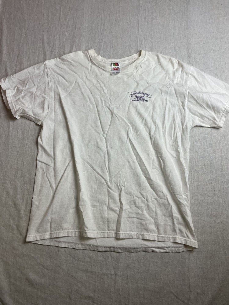 Harrah's Cherokee Casino White Men XL Slot Machine Jackpot Winner Souvenir Shirt