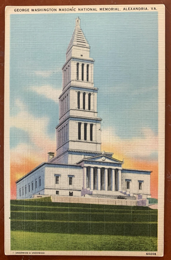 George Washington Masonic National Memorial, Alexandria, Virginia Linen Postcard