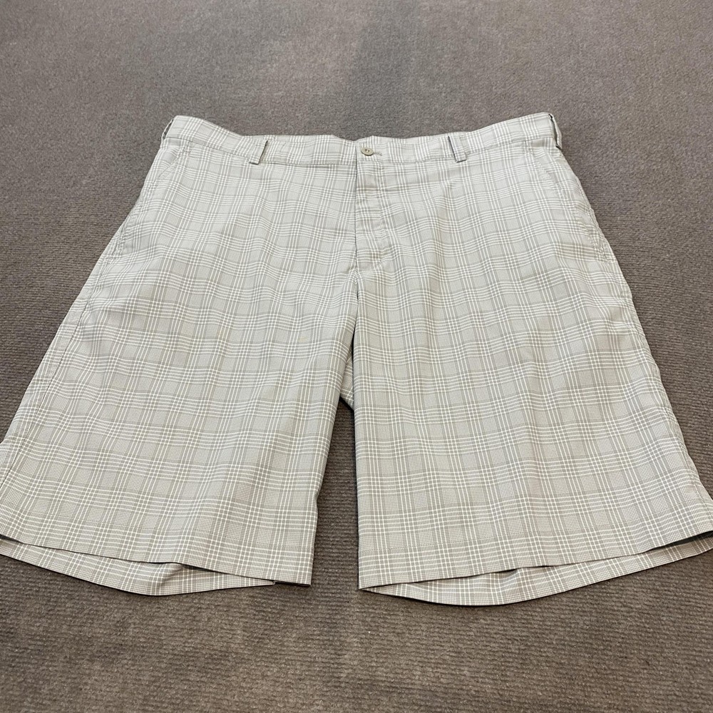 Nike Golf Shorts Mens Size 38 Gray Plaid Dri-Fit Performance Walking Chino Golf