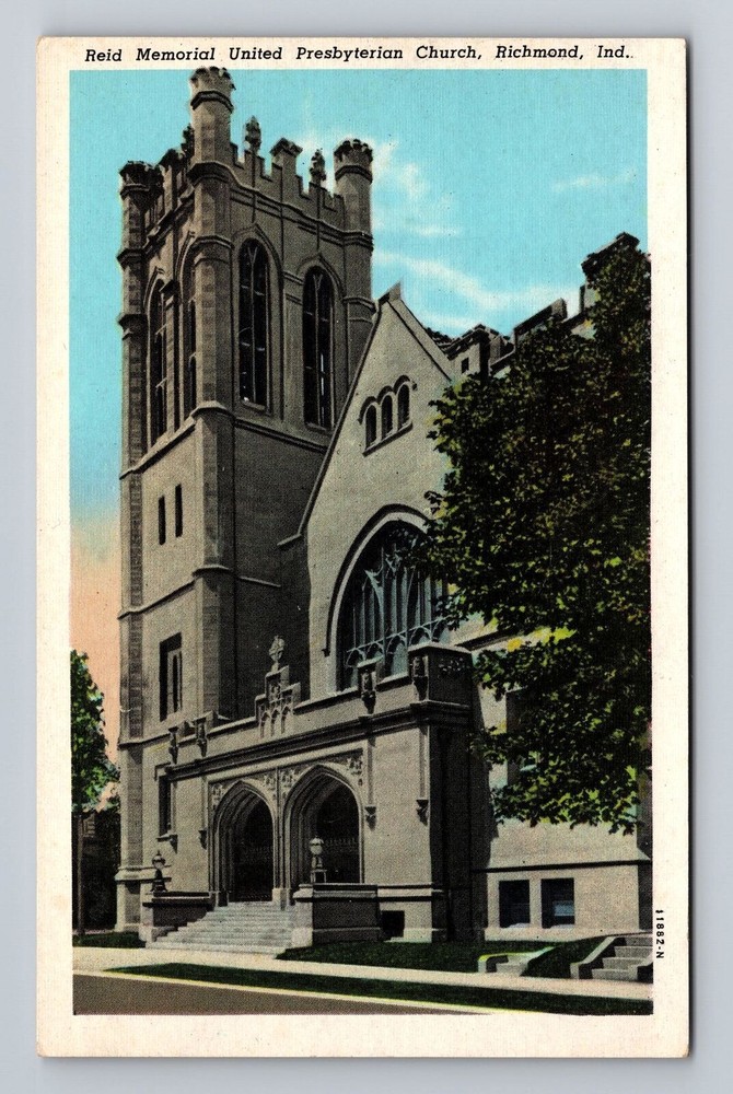 Indiana IN Richmond Reid Memorial United Presbyterian Church Vintage Postcard