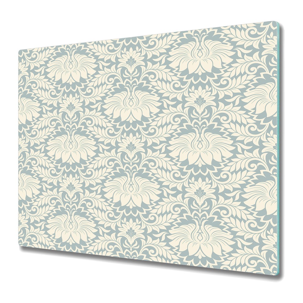 Glass Chopping Board Utensil Board Vintage flower white and grey photo 60x52