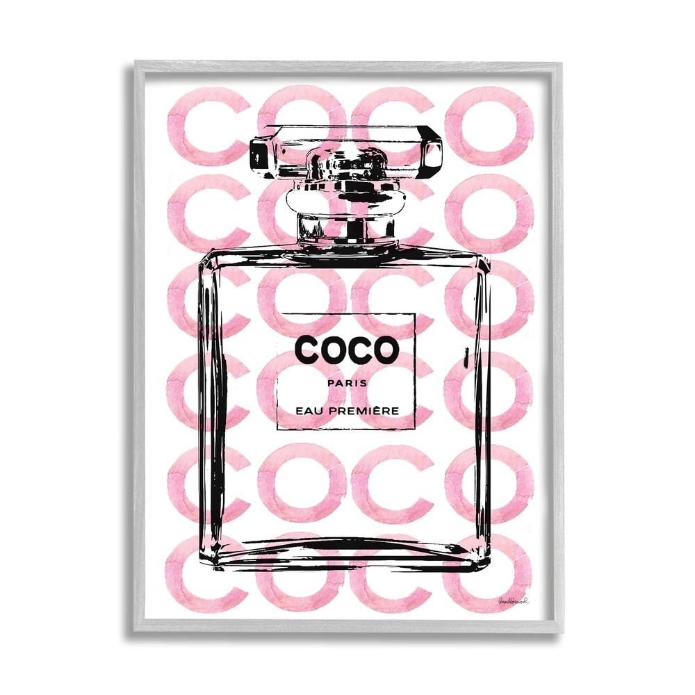 Chic Glam Pink Fashion Book Grey Framed Wall Art 16 x Inches Floral Elegance