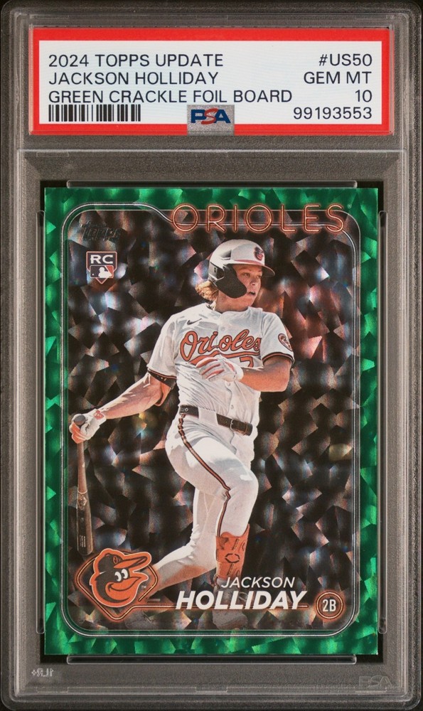 2024 Jackson Holliday Green Crackle Foilboard /499 RC PSA 10 Baltimore Orioles