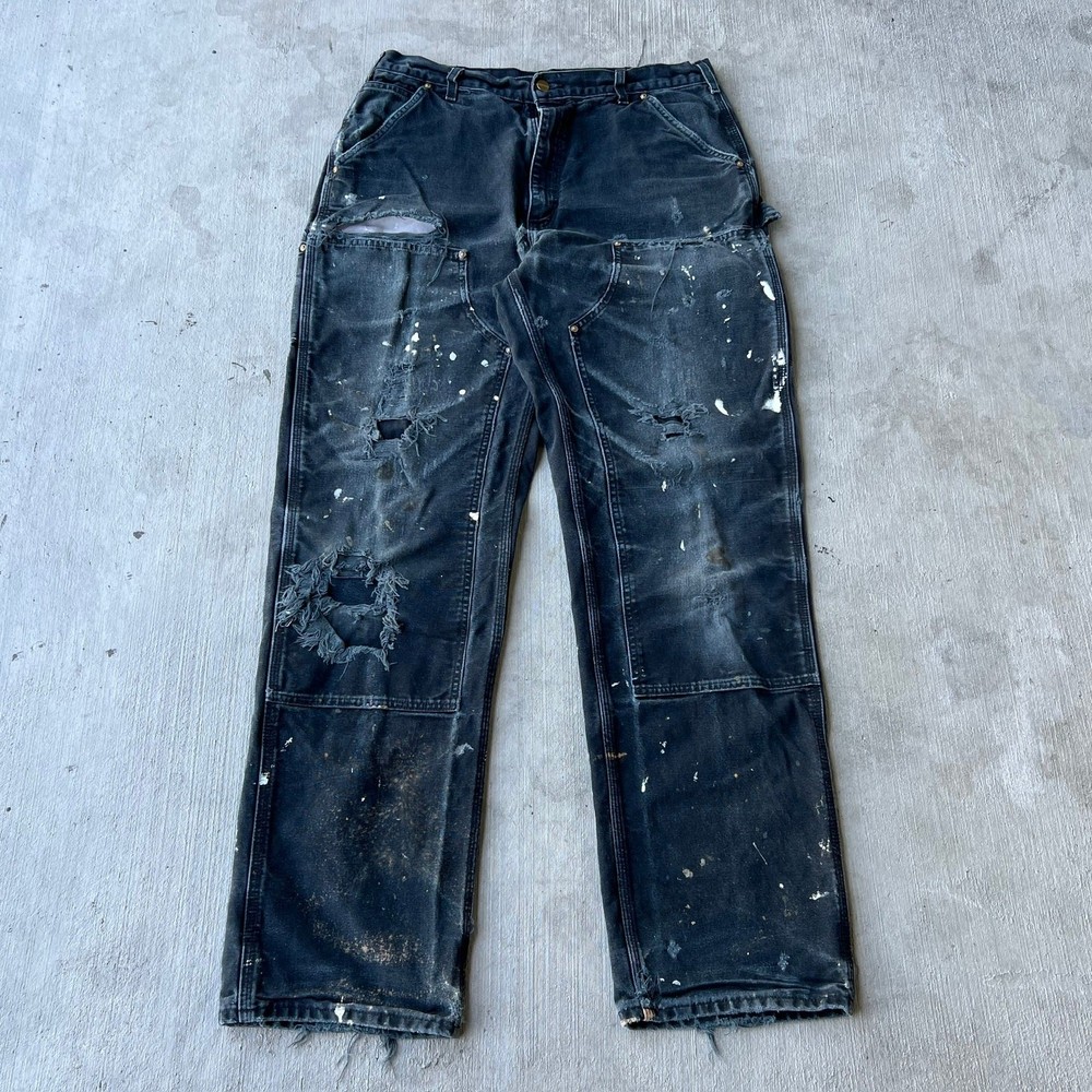 Carhartt faded black double knee work wear carpenter pants