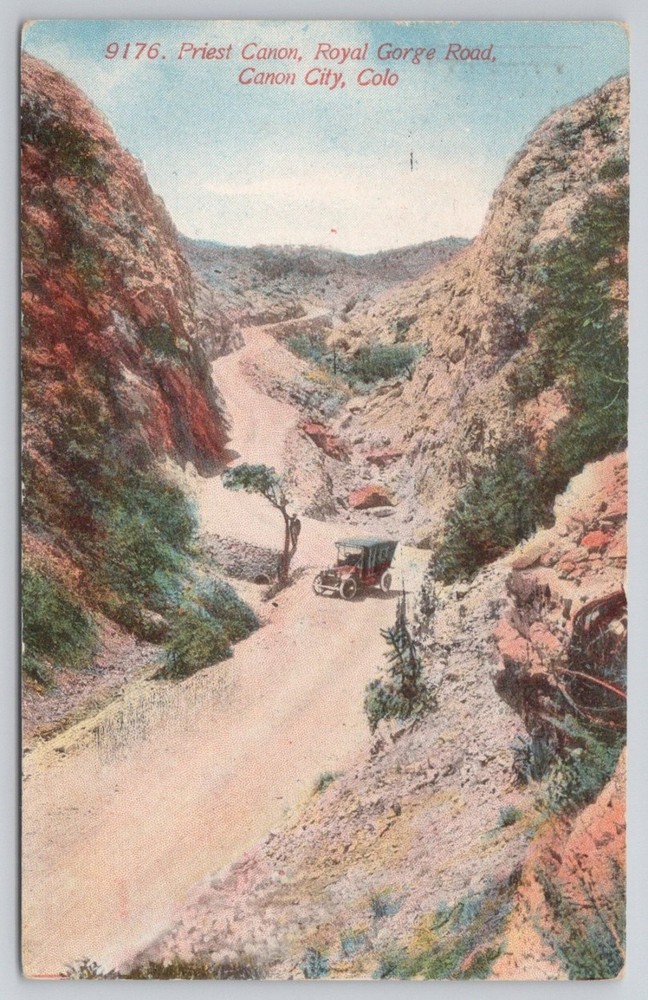 1916 Priest Canon Royal Gorge Road Canon City CO Vintage Auto Postcard