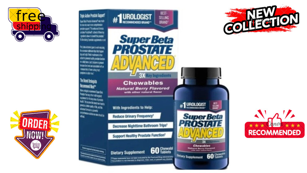 Super Beta Prostate Advanced Natural Berry Chewables 60 Ct Exp 08/2026 Free Ship