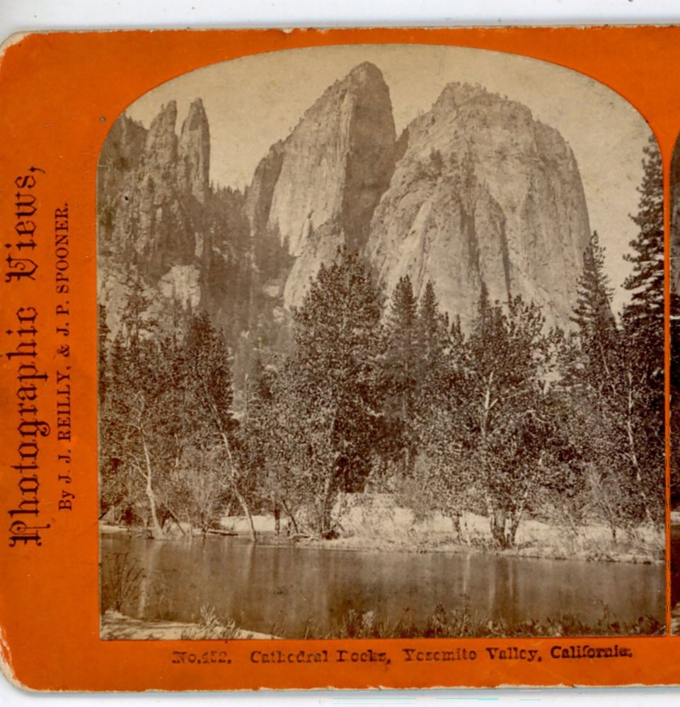 Cathedral Rocks Yosemite Valley CA JJ Reilly Stereoview