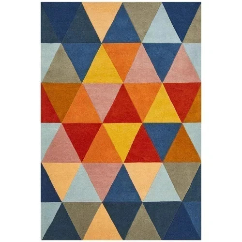 Hand Tufted Geometric Triangle Rug | Modern Multicolor Wool Handmade Area Rug