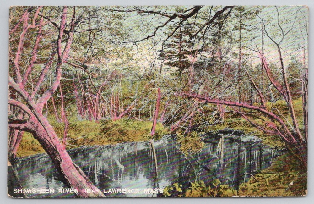 Shawsheen River Lawrence Mass 1909 Postcard Hugh C Leighton Scenic View