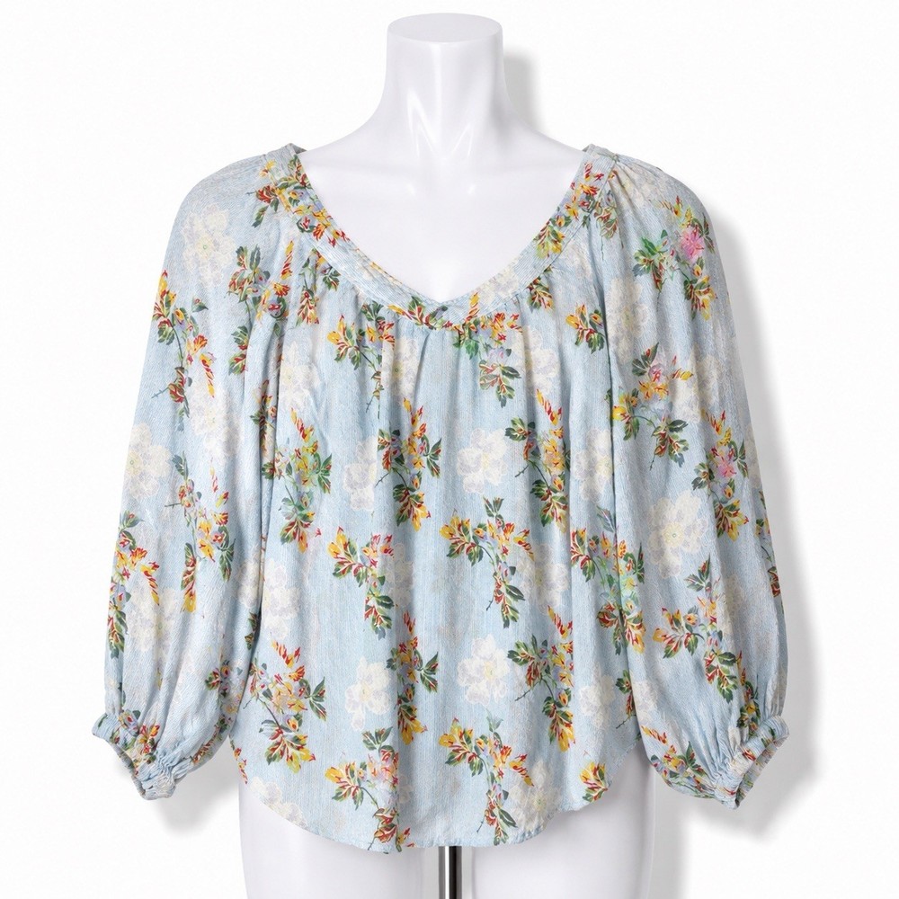 Maeve Anthropologie Top Blouse  Womens Size 4 Blue floral French Cottagecore