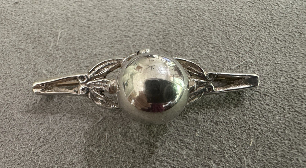 Vintage Retro Sterling Silver Brutalist Ball Brooch