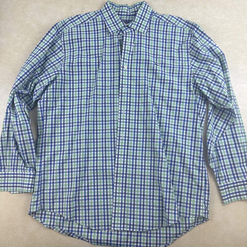 Vineyard Vines Whale Shirt Button Down Long Sleeve Plaid Shirt Men's Size L