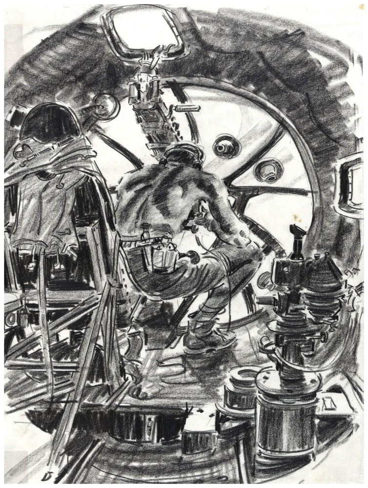 Decor Drawing Poster. Soldier operating. Fine Home Graphic Art Design. 1479