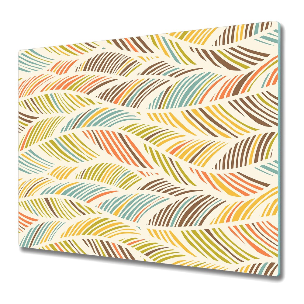 Serving Chopping Board Glass Cover Abstract Colourful blue and orange 60x52
