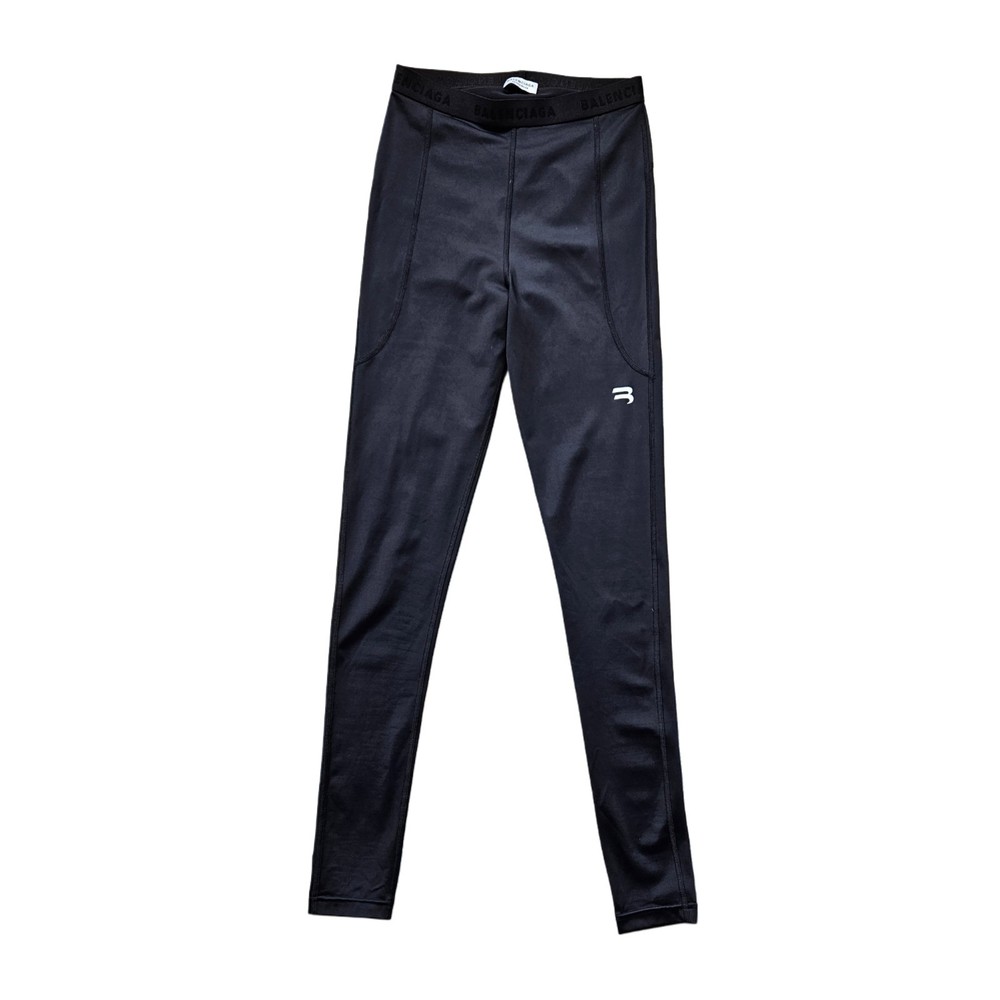 Balenciaga Black Logo Waistband Athletic Woman Leggings