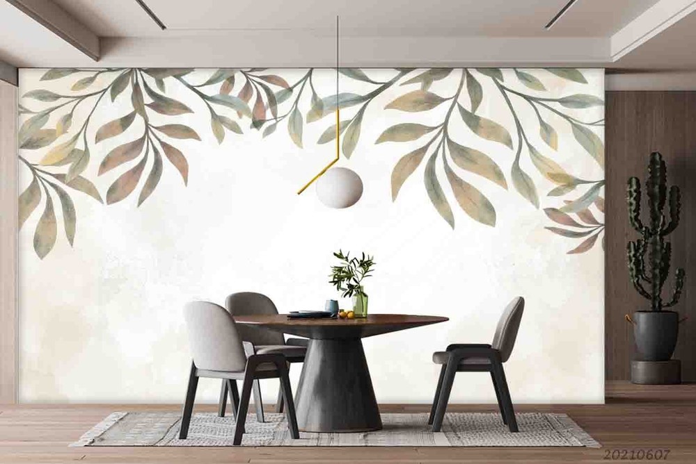 3D Plants Leaves Watercolor Wall Murals Wallpaper Murals Wall Sticker 11