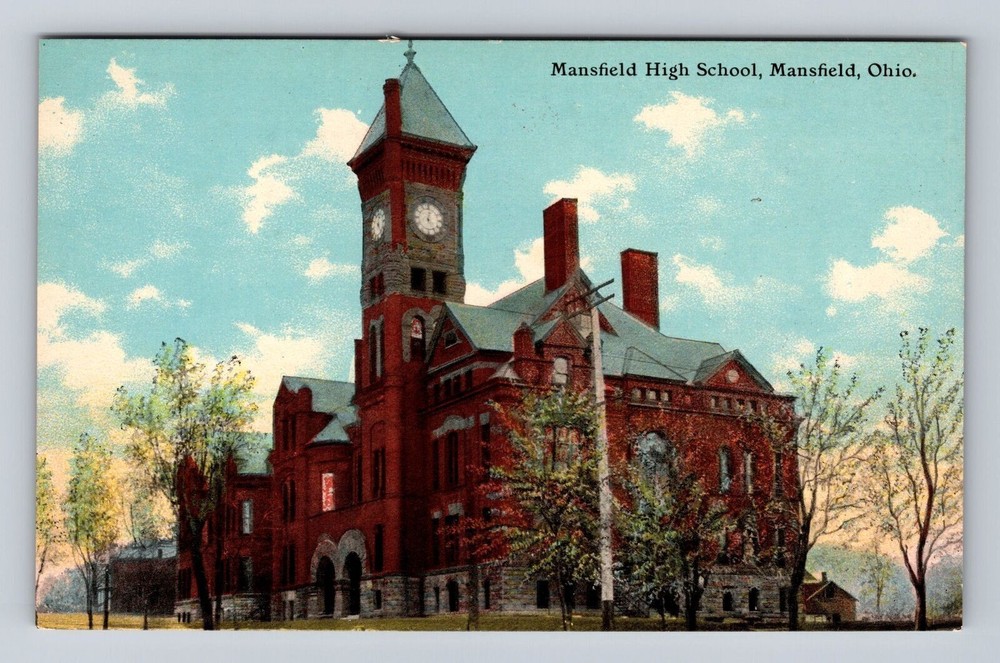 Mansfield OH-Ohio, Mansfield High School, Antique, Vintage Souvenir Postcard