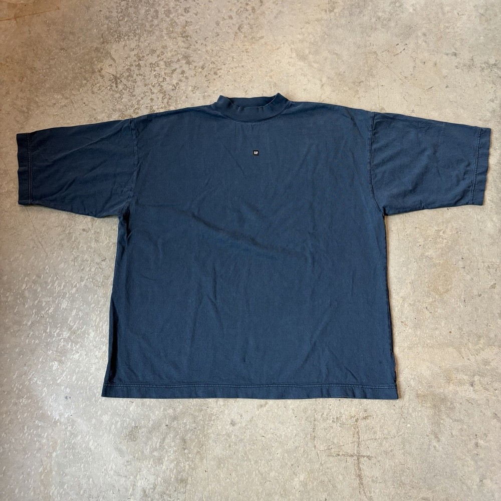 Yeezy Gap Oversized Heavyweight T Shirt Blue Logo Kanye West Cotton Men's Small
