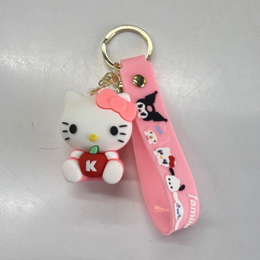 Hello Kitty Cartoon Plastic Detachable Keyring Keychain Pink Strap