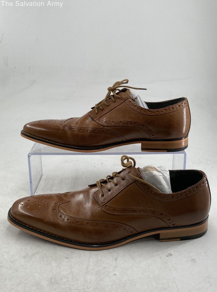 Stacy Adams Mens Brown Leather Lace-Up Wingtip Oxford Dress Shoes Size 11M