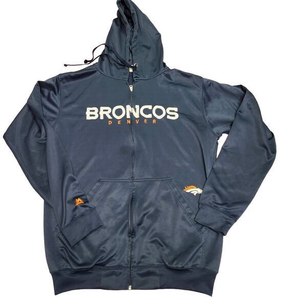 Majestic Denver Broncos NFL Full Zip Hoodie Sweatshirt Athletic Jacket