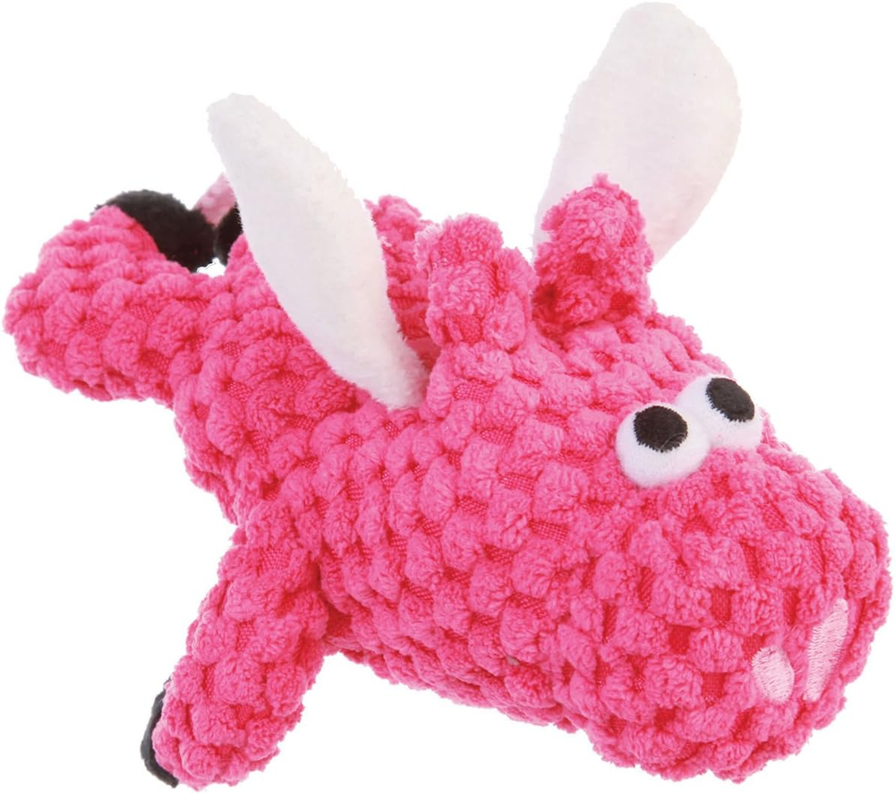 Just for Me Flying Pig Checkers with Chew Guard Technology Tough Plush Dog Toy,