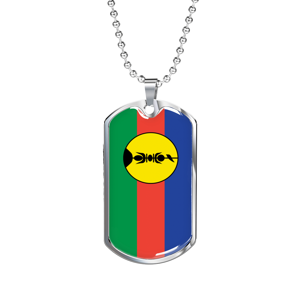 Caledonia Flag Necklace Stainless Steel or 18k Gold Dog Tag 24