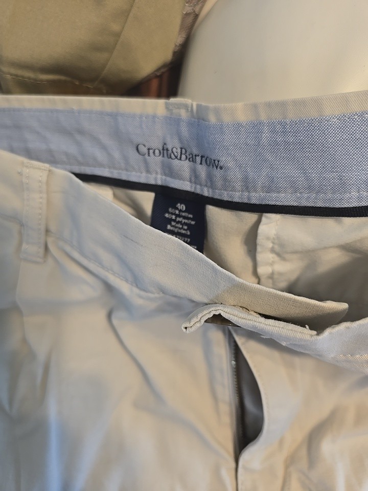 Mens Croft N BARROW 40 Pleats Zipper Flex Tan Shorts. Some Wear See Pics On Leg.