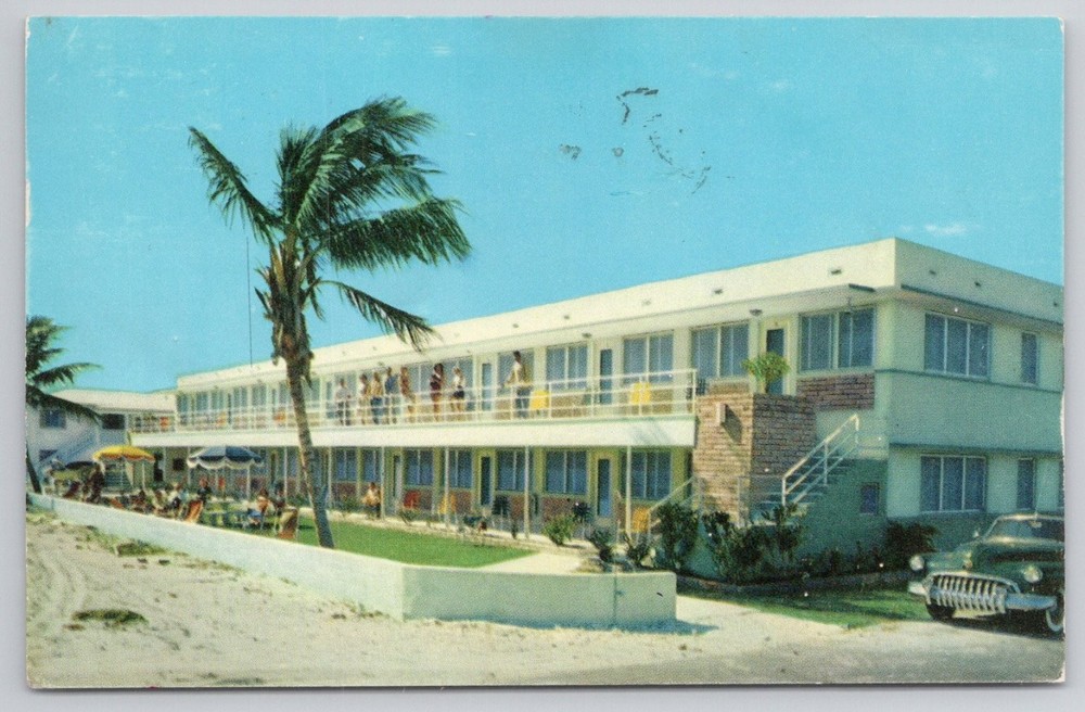 Coffel Apartments Hollywood Beach FL Vintage Chrome Postcard 1950s Florida