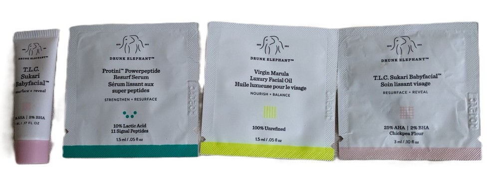 Discover 4 Drunk Elephant Samples with TLC Babyfacial, Protini Serum, and Virgin Marula Oil