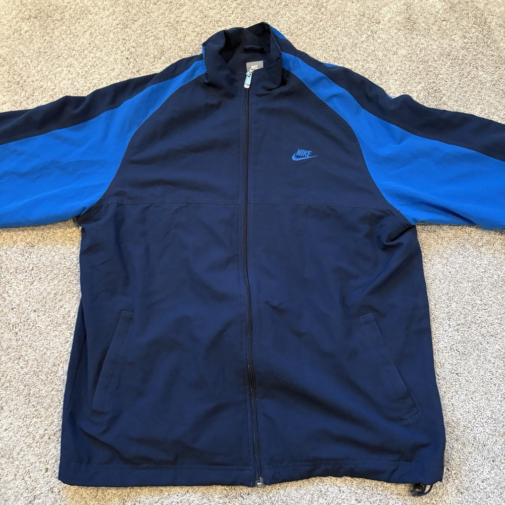 Vintage Nike Jacket Men's XL Blue Track Jacket Full Zip Windbreaker Y2K